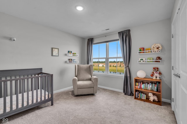 19174 Foley Dr, Westfield, IN 46074 - carpeted bedroom featuring a crib and baseboards