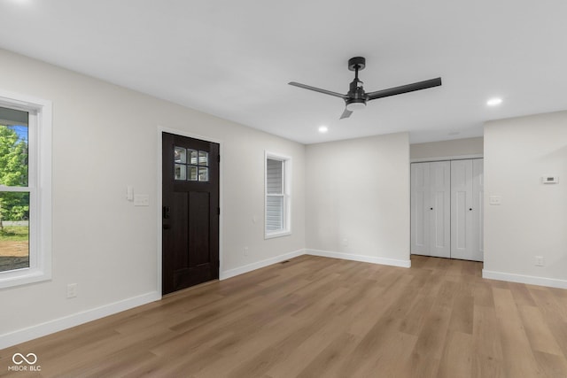 6530 W US Highway 50, North Vernon, IN 47265 - entryway featuring light wood-style flooring, recessed lighting, and ceiling fan