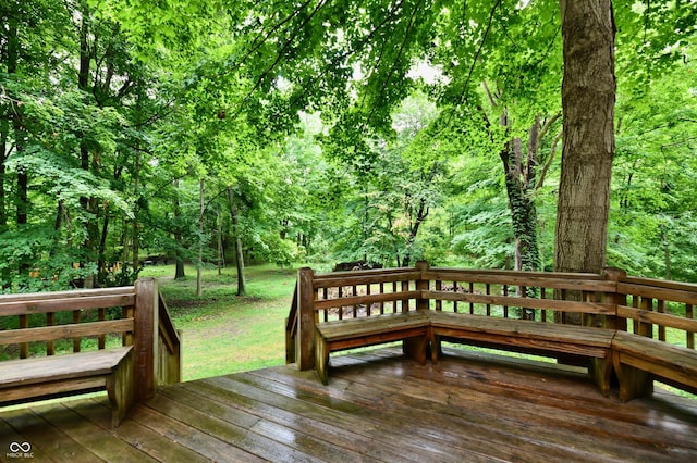 5202 Hill Valley Dr, Pittsboro, IN 46167 - wooden deck with a forest view