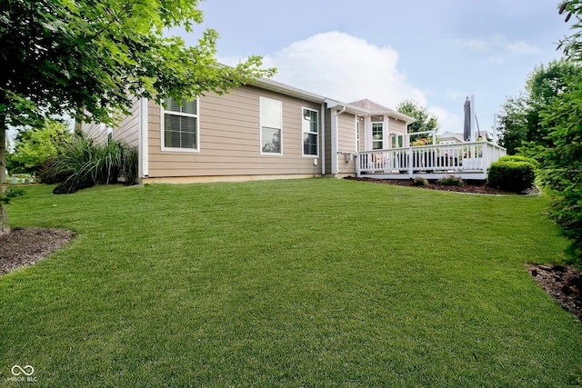801 Oaklawn Dr, Westfield, IN 46074 - rear view of property with a wooden deck and a lawn