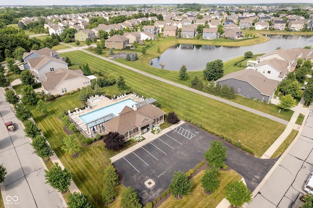 801 Oaklawn Dr, Westfield, IN 46074 - aerial perspective of suburban area featuring a nearby body of water and a pool