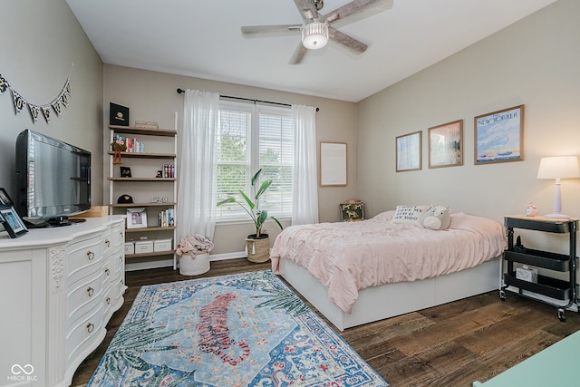 801 Oaklawn Dr, Westfield, IN 46074 - bedroom featuring dark wood-type flooring and ceiling fan