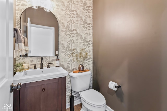 13644 Haven Cove Ln, Fishers, IN 46055 - bathroom featuring wallpapered walls and vanity