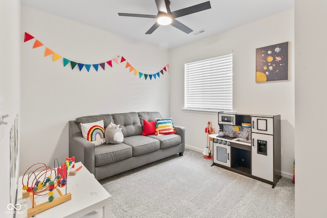 13644 Haven Cove Ln, Fishers, IN 46055 - living area featuring ceiling fan and carpet