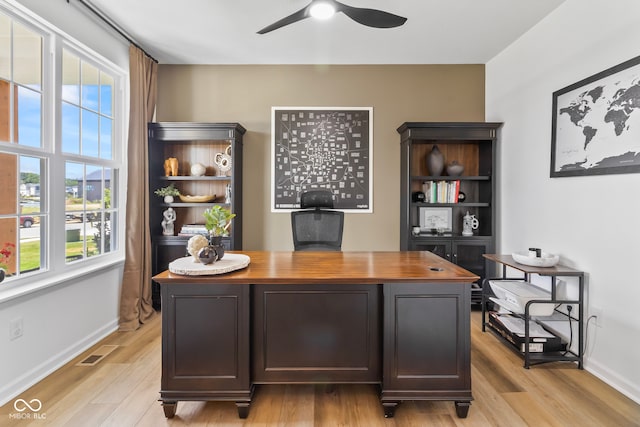 13644 Haven Cove Ln, Fishers, IN 46055 - office space with healthy amount of natural light, ceiling fan, and light wood-style floors