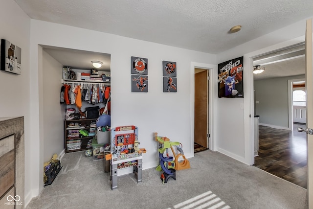 307 E Walnut St, Lebanon, IN 46052 - rec room featuring a textured ceiling and carpet