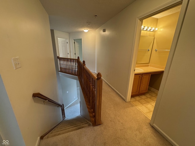 14520 Brackney Ln, Carmel, IN 46032 - stairs featuring carpet and baseboards