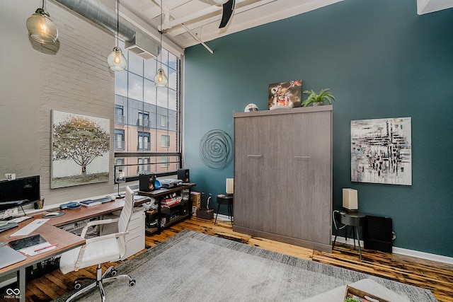 624 E Walnut St Unit 26, Indianapolis, IN 46204 - office featuring wood finished floors and a towering ceiling