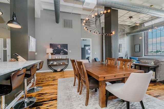 624 E Walnut St Unit 26, Indianapolis, IN 46204 - dining space featuring wood finished floors and a towering ceiling