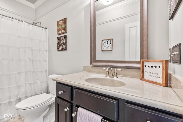 13816 Ambria Dr, Mccordsville, IN 46055 - bathroom with crown molding, vanity, and a shower with curtain