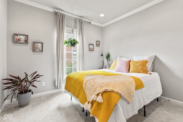 13816 Ambria Dr, Mccordsville, IN 46055 - bedroom featuring ornamental molding, carpet flooring, and recessed lighting