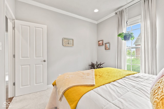 13816 Ambria Dr, Mccordsville, IN 46055 - carpeted bedroom with ornamental molding and recessed lighting