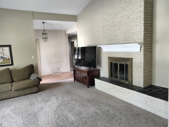 4008 Washington St, Columbus, IN 47203 - carpeted living area with a fireplace