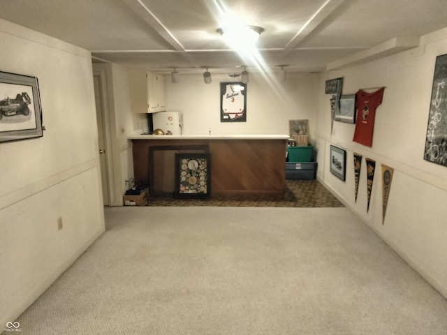 4008 Washington St, Columbus, IN 47203 - indoor wet bar featuring carpet and freestanding refrigerator