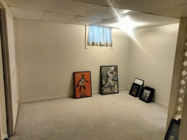 4008 Washington St, Columbus, IN 47203 - finished basement with carpet and a drop ceiling