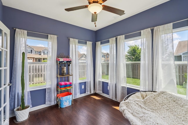 897 Sommersweet Run, Greenwood, IN 46143 - interior space with wood finished floors, access to exterior, and ceiling fan