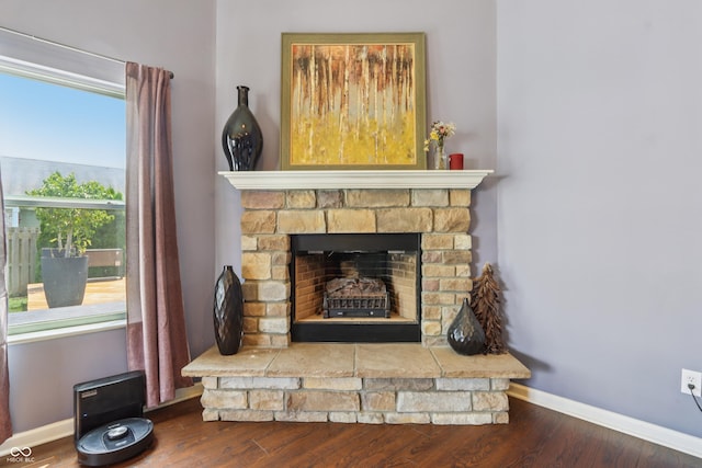 897 Sommersweet Run, Greenwood, IN 46143 - detailed view of wood finished floors and a stone fireplace