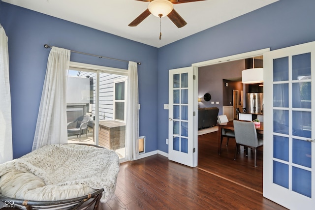 897 Sommersweet Run, Greenwood, IN 46143 - sitting room with french doors, ceiling fan, and wood finished floors