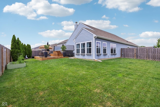 897 Sommersweet Run, Greenwood, IN 46143 - rear view of property with a fenced backyard and a chimney
