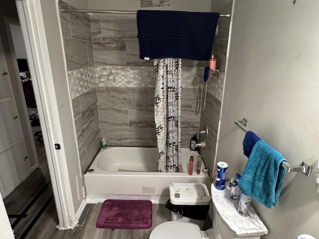 4006 Kenneth Ave, Indianapolis, IN 46226 - bathroom with shower / tub combo and wood finished floors