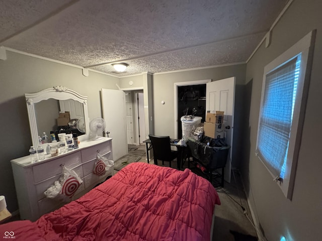 4006 Kenneth Ave, Indianapolis, IN 46226 - carpeted bedroom featuring a textured ceiling and crown molding