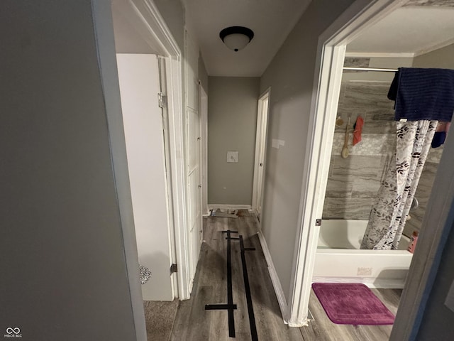 4006 Kenneth Ave, Indianapolis, IN 46226 - hallway with wood finished floors and baseboards