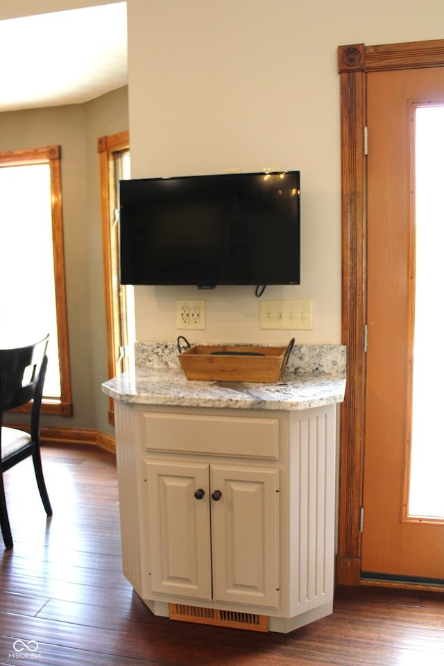 6022 S 550th Rd E, Franklin, IN 46131 - detailed view of wood finished floors and baseboards