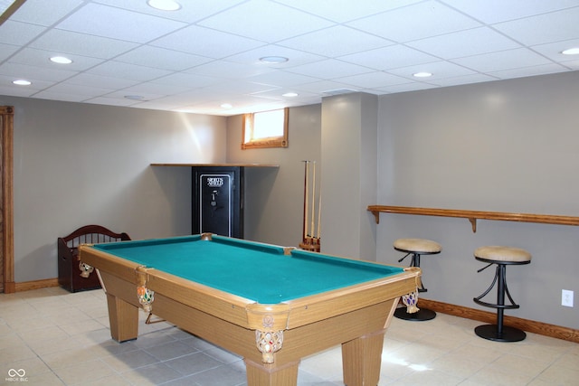 6022 S 550th Rd E, Franklin, IN 46131 - game room featuring billiards table, recessed lighting, and a drop ceiling