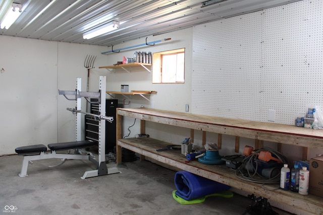 6022 S 550th Rd E, Franklin, IN 46131 - garage with a workshop area