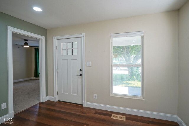 1409 Terrace Ave, Indianapolis, IN 46203 - foyer with dark wood-style floors and recessed lighting