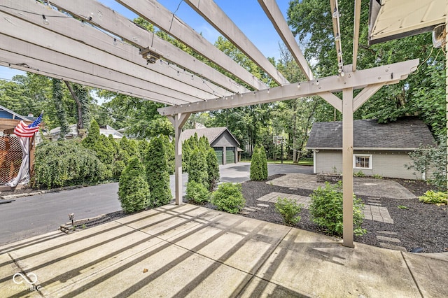 4123 N Illinois St, Indianapolis, IN 46208 - view of patio / terrace with a pergola, an outdoor structure, and view of scattered trees