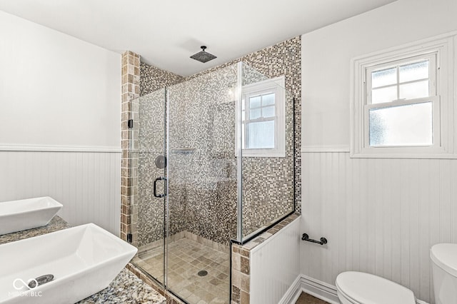 4123 N Illinois St, Indianapolis, IN 46208 - full bath featuring a wainscoted wall and a shower stall