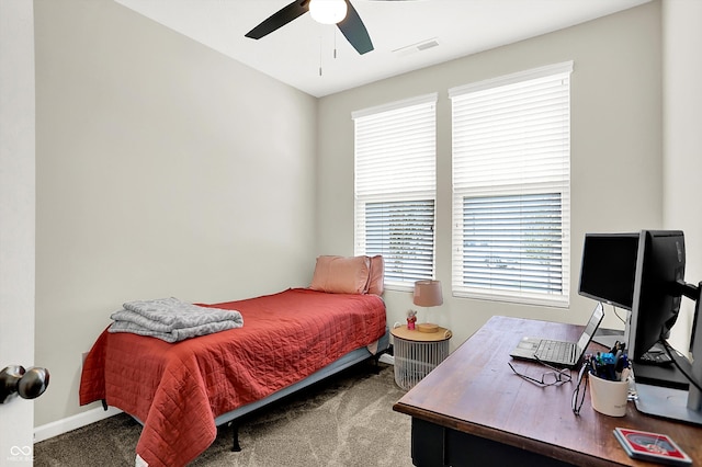 887 Tuxedo Dr, Westfield, IN 46074 - carpeted bedroom featuring an office area and a ceiling fan