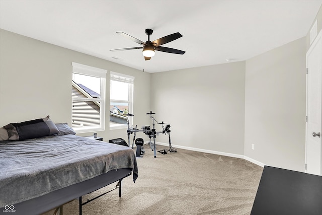 887 Tuxedo Dr, Westfield, IN 46074 - bedroom featuring light carpet and a ceiling fan