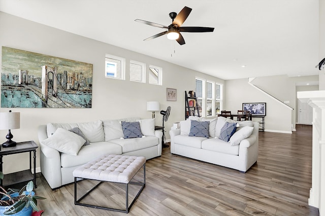 887 Tuxedo Dr, Westfield, IN 46074 - living room featuring wood finished floors and a ceiling fan