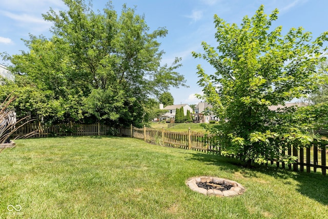 12384 Barnstone Ct, Fishers, IN 46037 - fenced backyard featuring a fire pit
