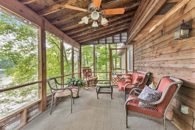 2591 S Glen Cv, Martinsville, IN 46151 - sunroom with a ceiling fan, plenty of natural light, and vaulted ceiling