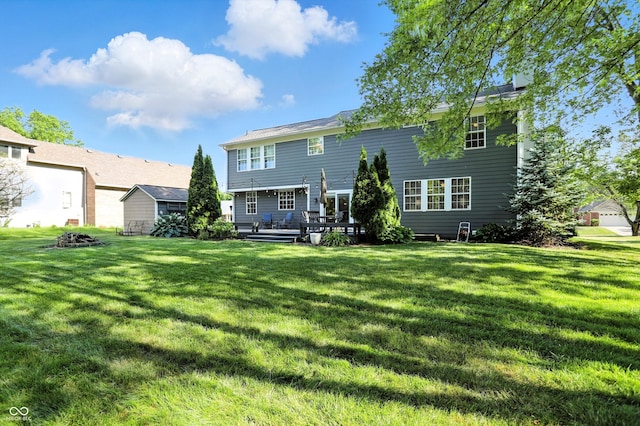 682 Shannon Ct, Noblesville, IN 46062 - back of property with a lawn and a wooden deck