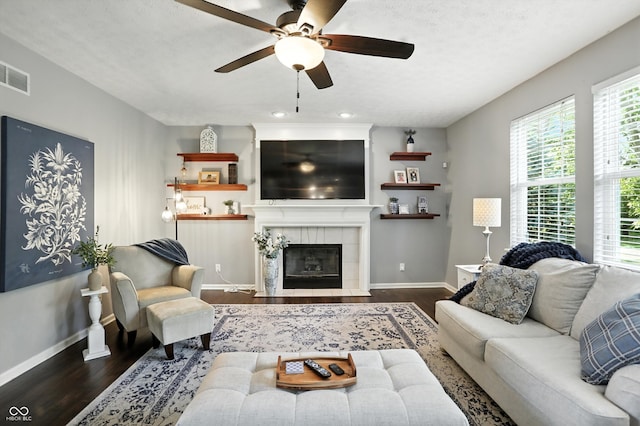 682 Shannon Ct, Noblesville, IN 46062 - living room featuring wood finished floors, healthy amount of natural light, a ceiling fan, and recessed lighting