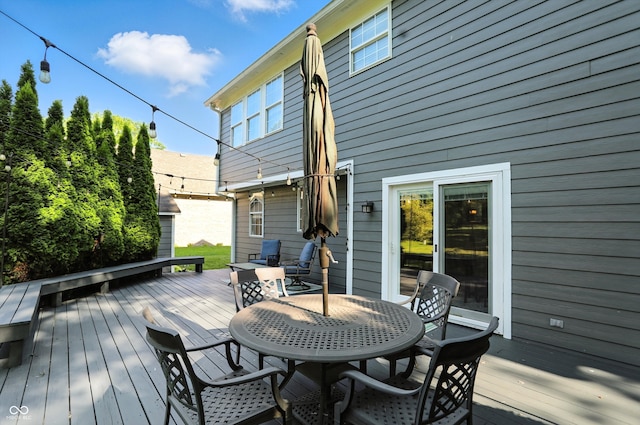 682 Shannon Ct, Noblesville, IN 46062 - wooden terrace with outdoor dining area