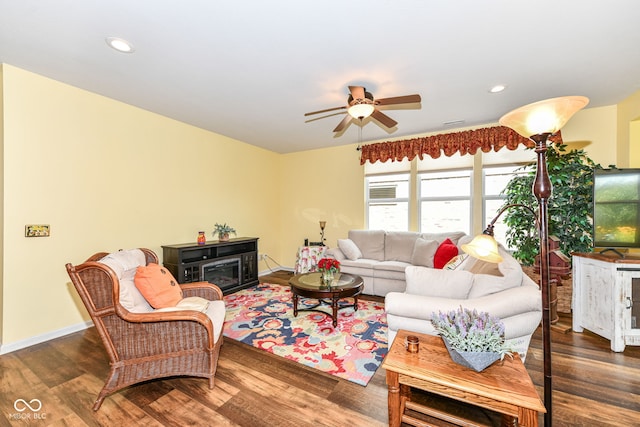 5119 Silverbell Dr, Plainfield, IN 46168 - living area with wood finished floors, ceiling fan, and recessed lighting