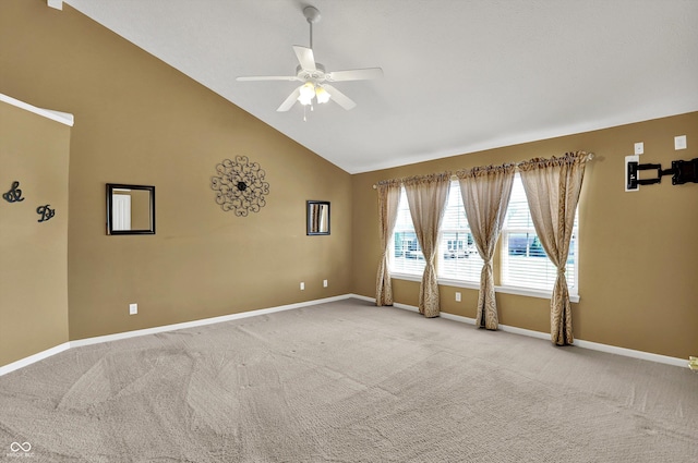 10267 Ranford Blvd, Fishers, IN 46040 - unfurnished room featuring carpet flooring, a ceiling fan, and high vaulted ceiling
