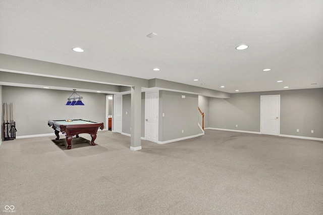 10267 Ranford Blvd, Fishers, IN 46040 - finished below grade area featuring billiards table, carpet flooring, recessed lighting, and stairs