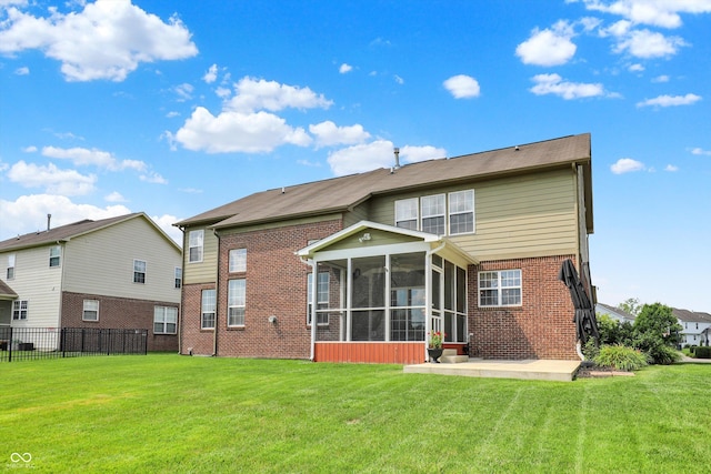 10267 Ranford Blvd, Fishers, IN 46040 - back of property featuring brick siding, a sunroom, and a patio area