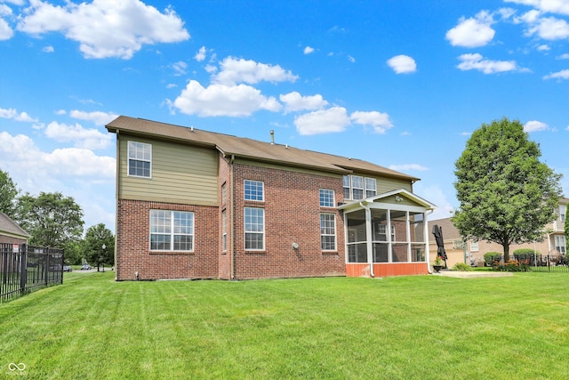 10267 Ranford Blvd, Fishers, IN 46040 - rear view of house featuring a sunroom and brick siding