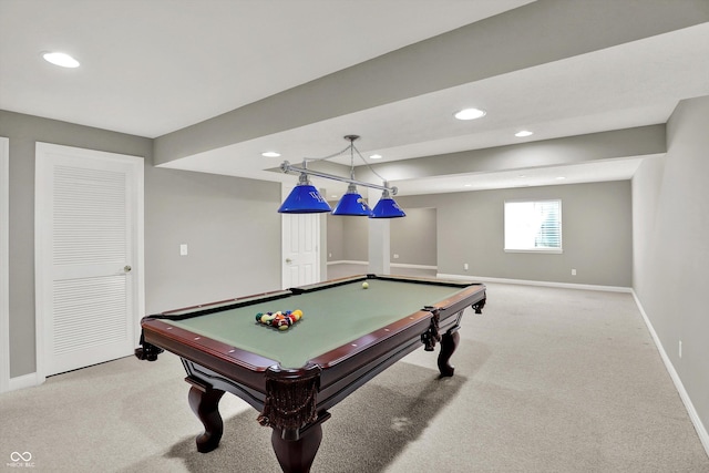 10267 Ranford Blvd, Fishers, IN 46040 - rec room featuring carpet, pool table, and recessed lighting