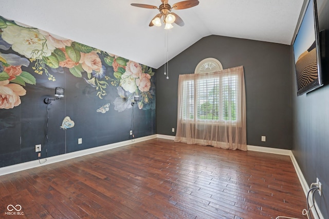 7927 Broadmead Way, Indianapolis, IN 46259 - spare room with hardwood / wood-style flooring, ceiling fan, and lofted ceiling