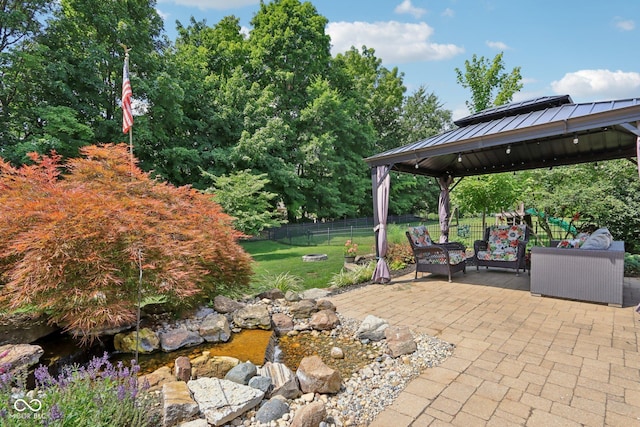 7927 Broadmead Way, Indianapolis, IN 46259 - view of patio with a gazebo and an outdoor living space