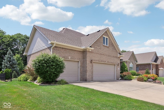 7927 Broadmead Way, Indianapolis, IN 46259 - view of front of house with brick siding, driveway, a shingled roof, a front lawn, and a garage