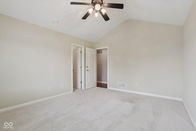 7927 Broadmead Way, Indianapolis, IN 46259 - unfurnished bedroom featuring light colored carpet, lofted ceiling, and a ceiling fan